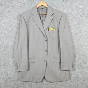 Luca Rossi Italia‎ Blazer Size 44L Gray Windowpane Superior 150s Polyester Blend